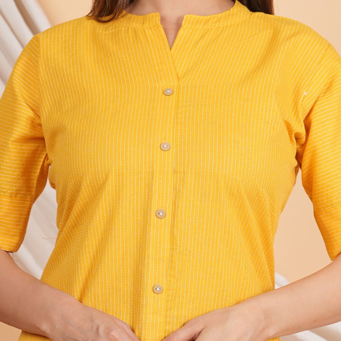 House of RP Women Yellow Rayon Striped Kurta & Palazzo Set | Swadesiicart