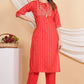 House of RP Women Red Rayon Embroidered & Printed Kurta & Pant Set | Swadesiicart