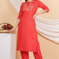 House of RP Women Red Rayon Embroidered & Printed Kurta & Pant Set | Swadesiicart