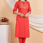 House of RP Women Red Rayon Embroidered & Printed Kurta & Pant Set | Swadesiicart