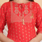 House of RP Women Red Rayon Embroidered & Printed Kurta & Pant Set | Swadesiicart