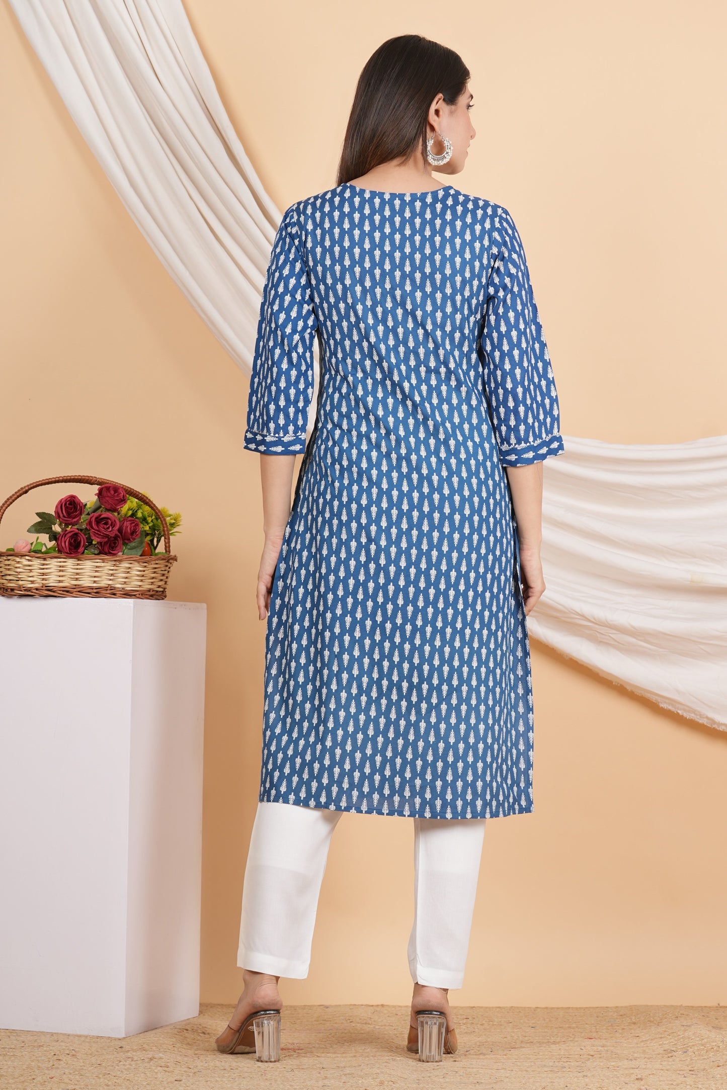 House of RP Women Sky Blue Rayon Embroidered & Printed Kurta & Pant Set | Swadesiicart