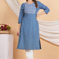 House of RP Women Sky Blue Rayon Embroidered & Printed Kurta & Pant Set | Swadesiicart
