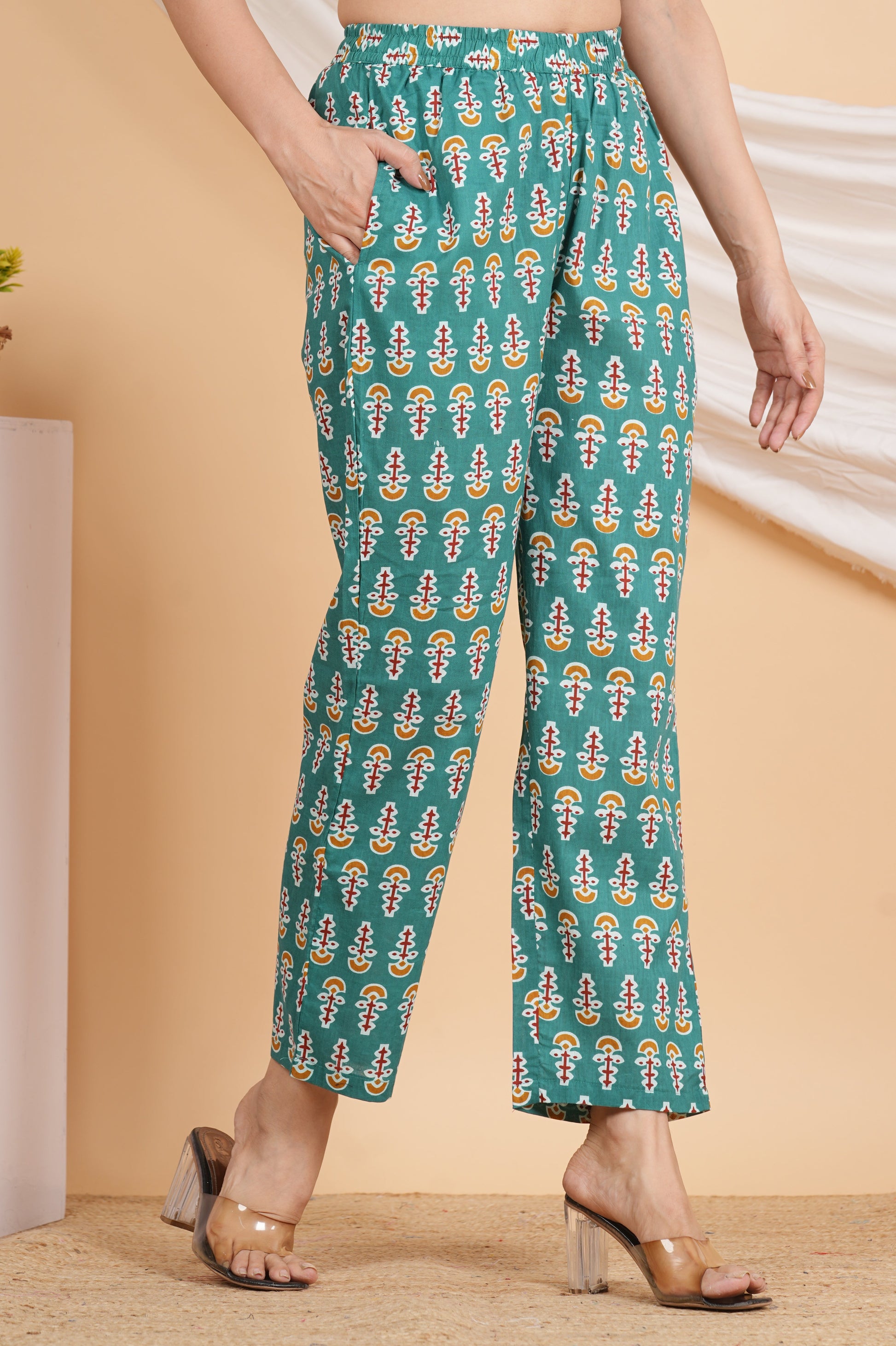 House of RP Women Green Cotton casual Trouser | Swadesiicart