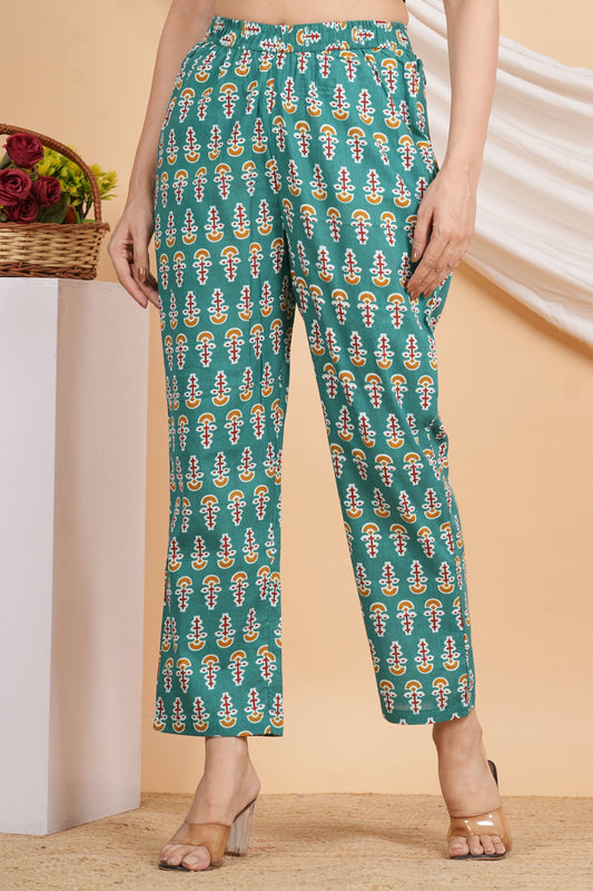 House of RP Women Green Cotton casual Trouser | Swadesiicart