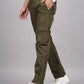 House of RP Men's Cotton Green Slim Fit Solid Cargos, Casual Trousers with Cargo Pockets | Swadesiicart