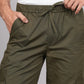 House of RP Men's Cotton Green Slim Fit Solid Cargos, Casual Trousers with Cargo Pockets | Swadesiicart