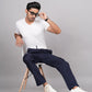 House of RP Men's Cotton Blue Slim Fit Solid Cargos, Casual Trousers with Cargo Pockets | Swadesiicart