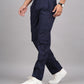 House of RP Men's Cotton Blue Slim Fit Solid Cargos, Casual Trousers with Cargo Pockets | Swadesiicart