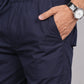 House of RP Men's Cotton Blue Slim Fit Solid Cargos, Casual Trousers with Cargo Pockets | Swadesiicart