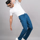 House of RP Men's Cotton DarkBlue Slim Fit Solid Cargos, Casual Trousers with Cargo Pockets | Swadesiicart