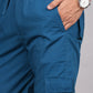 House of RP Men's Cotton DarkBlue Slim Fit Solid Cargos, Casual Trousers with Cargo Pockets | Swadesiicart