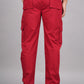 House of RP Men's Cotton Red Slim Fit Solid Cargos, Casual Trousers with Cargo Pockets | Swadesiicart