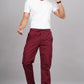 House of RP Men's Cotton Maroon Slim Fit Solid Cargos, Casual Trousers with Cargo Pockets | Swadesiicart