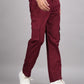House of RP Men's Cotton Maroon Slim Fit Solid Cargos, Casual Trousers with Cargo Pockets | Swadesiicart