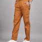 House of RP Men's Cotton Khaki Slim Fit Solid Cargos, Casual Trousers with Cargo Pockets | Swadesiicart