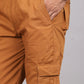 House of RP Men's Cotton Khaki Slim Fit Solid Cargos, Casual Trousers with Cargo Pockets | Swadesiicart