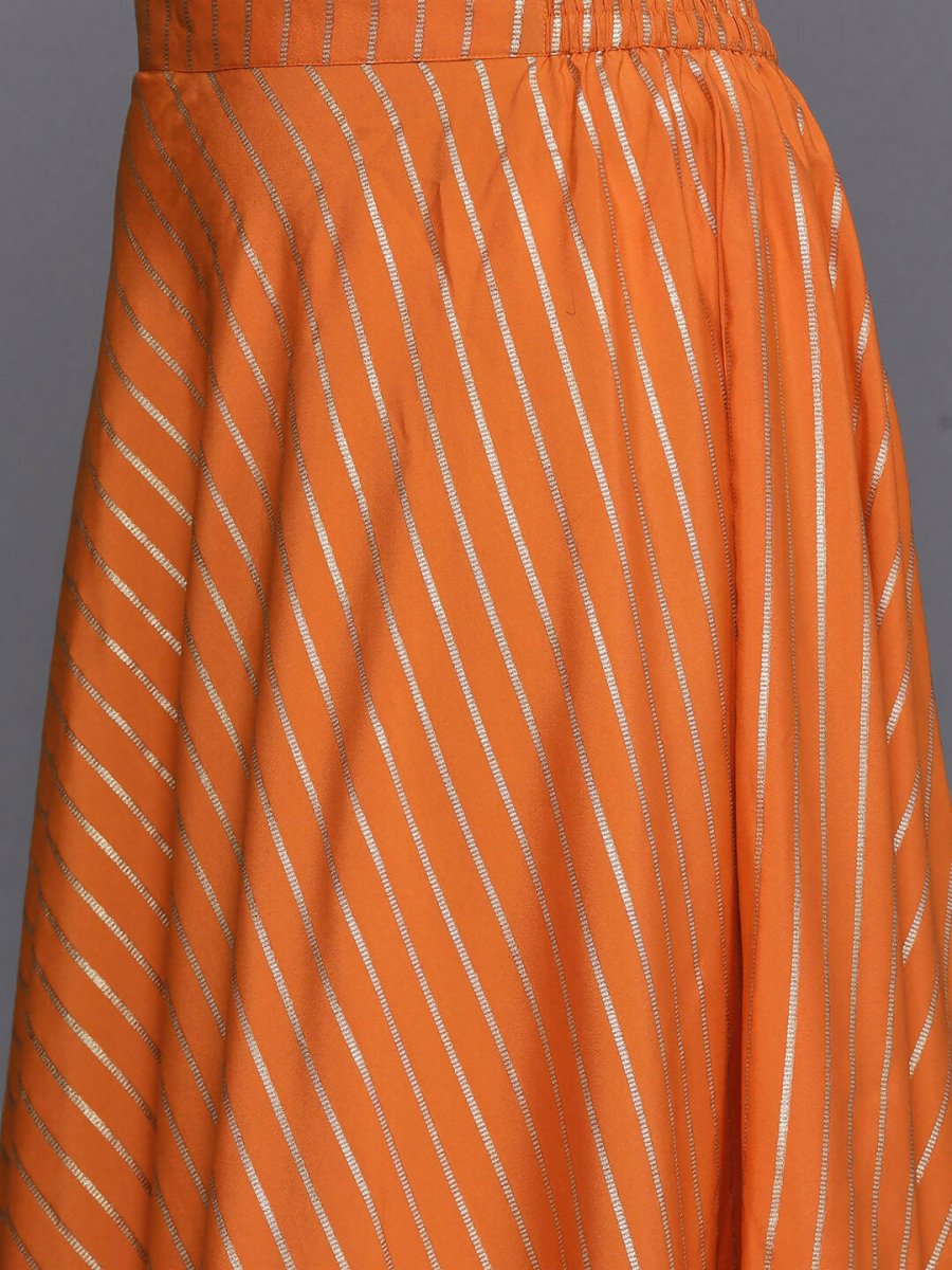 Ahalyaa Women's Traditional wear Lehenga Choli - Orange | Swadesiicart