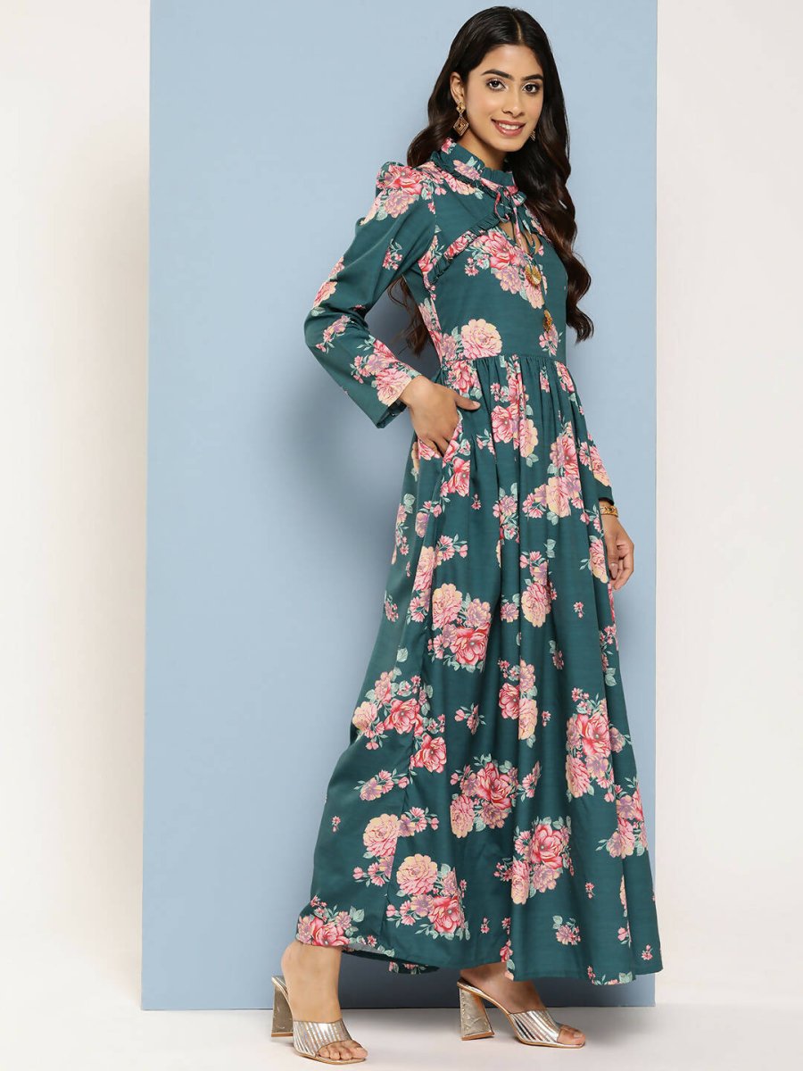 Ahalyaa Women's Traditional wear Ethnic Dress - Green | Swadesiicart