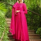 Janasya Pink Georgette Foil Print Kurta,Bottom & Dupatta | Swadesiicart