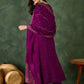 The52 Wine Women's Gorgeous Embroidered Work Vichitra Silk Fabric Flared Kurta Pant and Dupatta Set - Swadesiicart