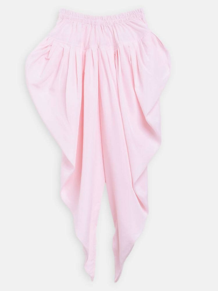 Ahalyaa Pink Polysilk Floral Printed Kids Kurta Dhoti Set For Girls | Swadesiicart