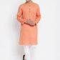 Even Apparels Orange Color Pure Cotton Men's Kurta With Band Collar | Swadesiicart