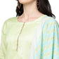 Ahalyaa Women's Sea Green Cotton Blend Solid Kurta Trouser Set With Dupatta | Swadesiicart