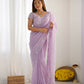 Vamsee Onam Lavender Crushed Fandy Tissue Silk Saree - Swadesiicart