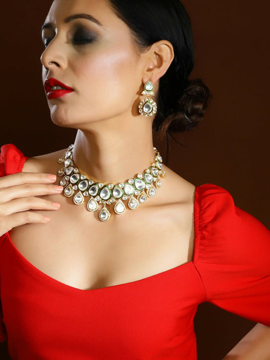 Maharani Kundan Choker with Earrings- Ruby Raang | Swadesiicart