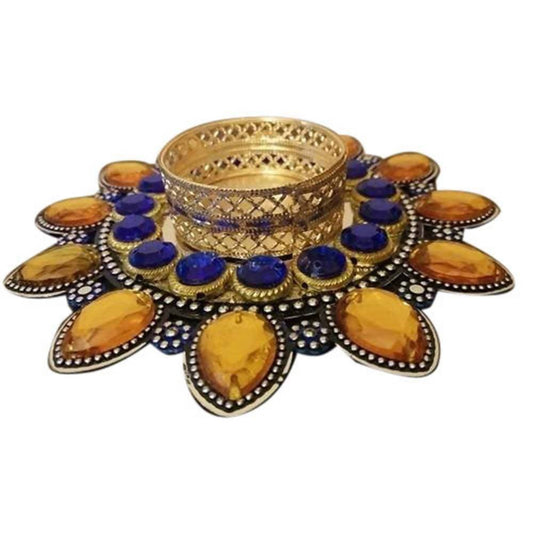 Kundan HandiKrafts Kundan Candle Stand - Aahana - The Bliss Store