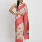 Shree Shyam Fashion Linen Cotton Cream & Red Saree