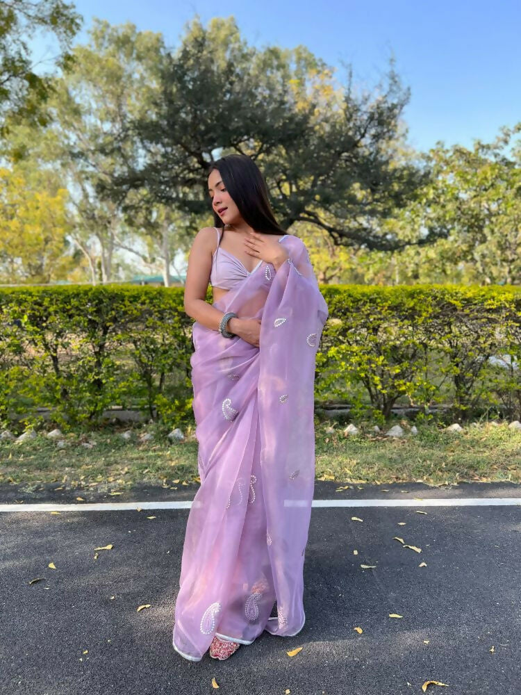 Vamsee Samriddhi Purple Organza Saree - Swadesiicart