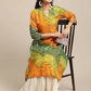 Indian Clothing Varanga Mustard Yellow & Green Bandhani Dyed Anarkali Kurta - Swadesiicart
