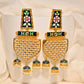 Traditional Gold-Polished Meenakari Blue Jhumka Jhumki Earrings By House of Ree - House of Ree