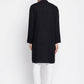 Even Apparels Black Pure Cotton Men's Sherwani Kurta With Open Front | Swadesiicart