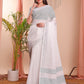 Shree Shyam Fashion The White Loom White Linen Cotton Saree