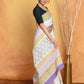 Very Much Indian Handblock Printed Cotton Saree With Natural Dyes - White | Swadesiicart