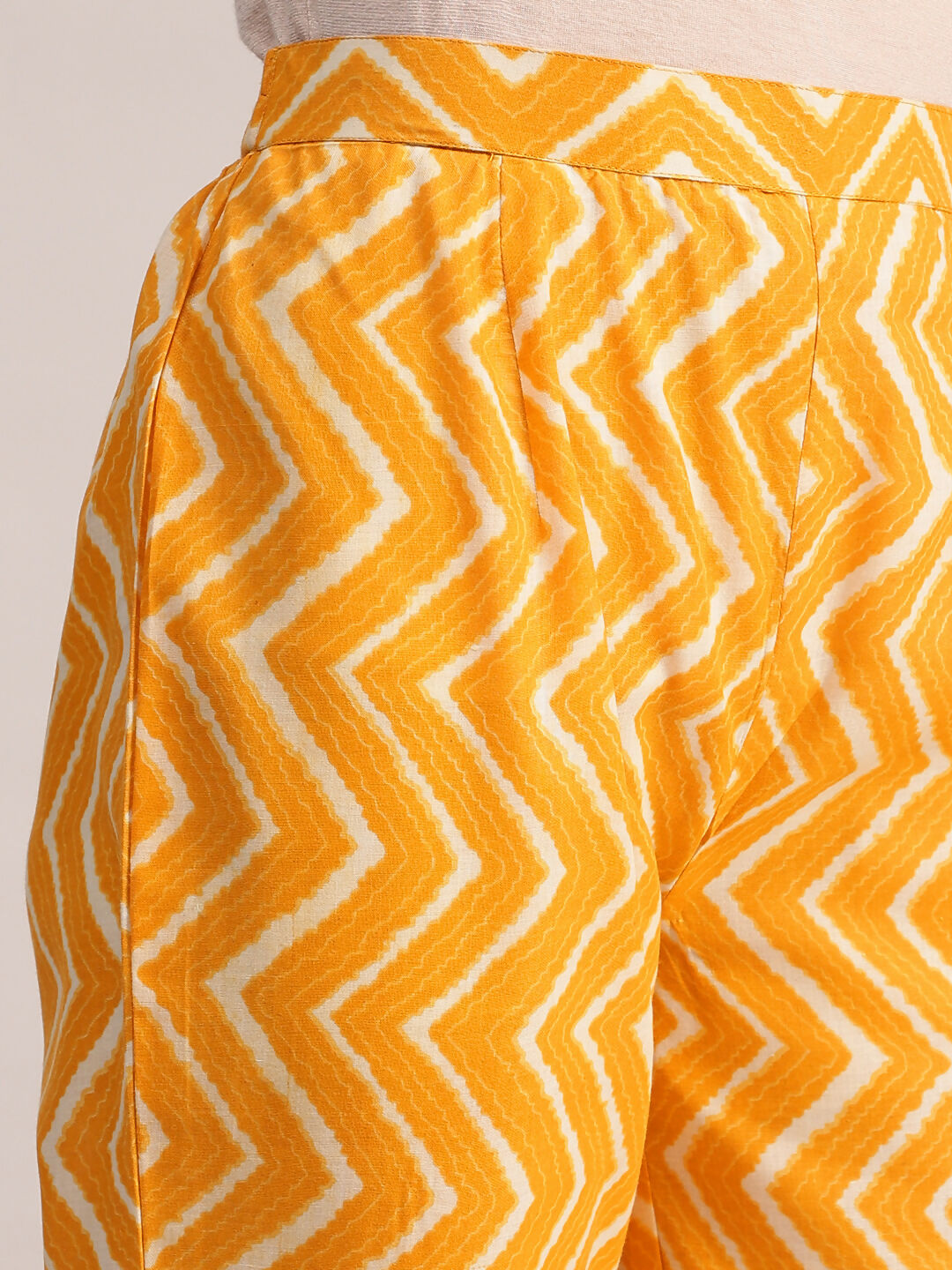 Aavyora Women Mustard Yellow Floral Printed Kurta with Chevron Printed Pants & Dupatta Set - Swadesiicart