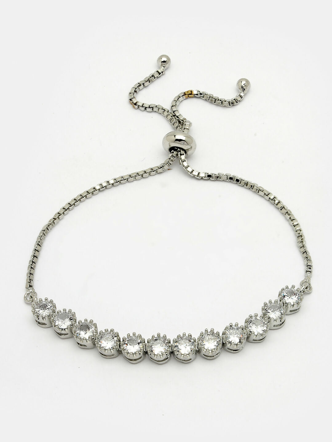 NVR Women Silver-Plated American Diamond Studded Rakhi With Roli Chawal | Swadesiicart