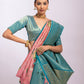 Vishnu Weaves Women's Pink Tissue Silk Zari Woven Saree with Blouse - Swadesiicart