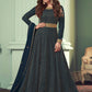 Myra Teal Real Georgette Embroidered Anarkali Suit | Swadesiicart