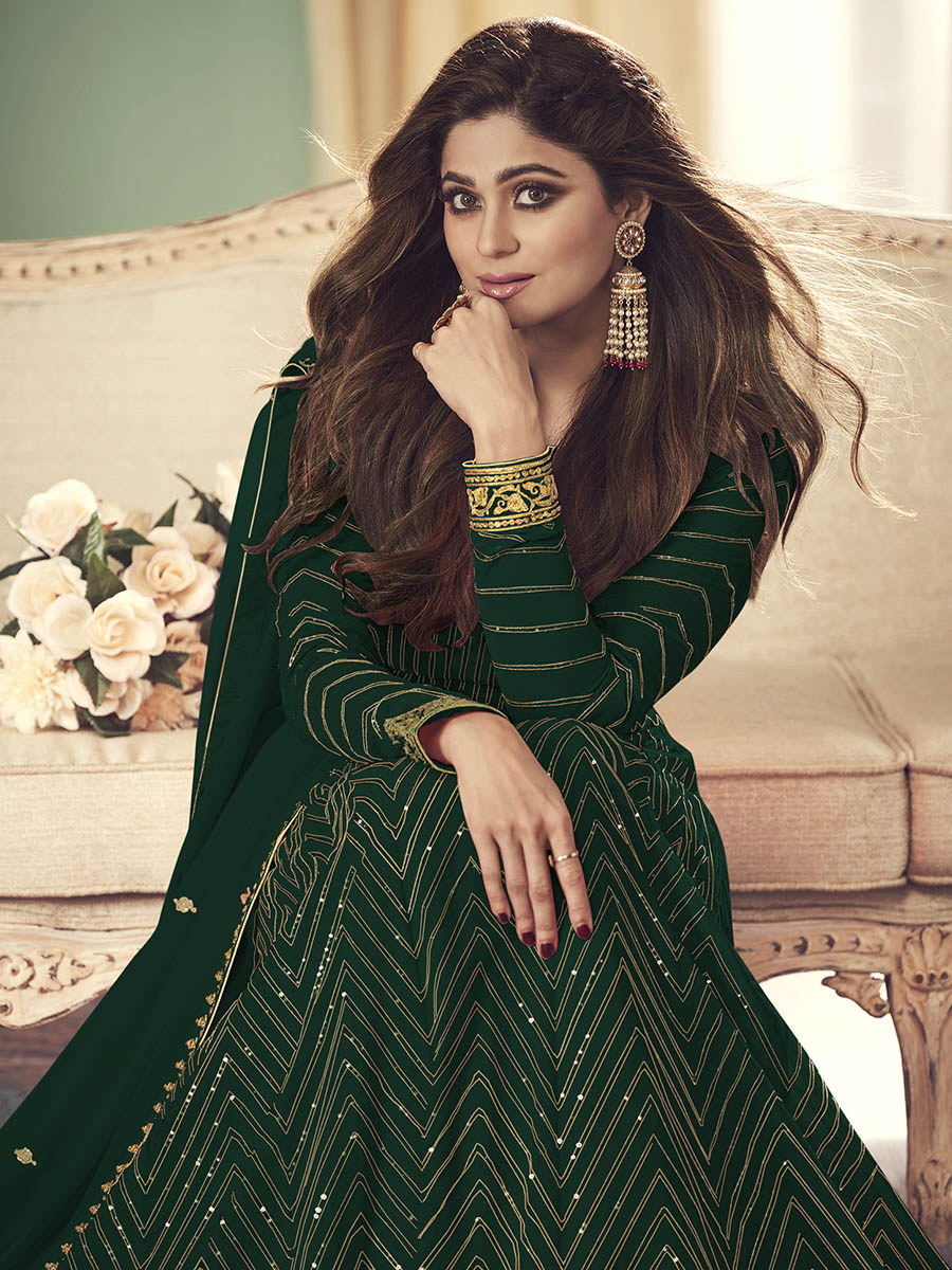 Myra Green Real Georgette Embroidered Anarkali Suit | Swadesiicart