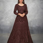 Myra Brown Georgette Embroidered Anarkali Suit | Swadesiicart
