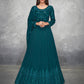 Myra Beautiful Teal Georgette Embroidered Anarkali Suit | Swadesiicart