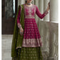 Myra Mehendi and Rani Georgette Skirt Style Embroidered Suit | Swadesiicart