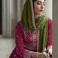 Myra Mehendi and Rani Georgette Skirt Style Embroidered Suit | Swadesiicart