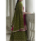 Myra Mehendi and Rani Georgette Skirt Style Embroidered Suit | Swadesiicart