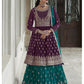Myra Violet and Firozi Georgette Skirt Style Embroidered Suit | Swadesiicart