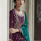 Myra Violet and Firozi Georgette Skirt Style Embroidered Suit | Swadesiicart
